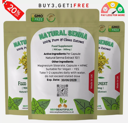 Organic Senna Leaf 500mg Capsules – Natural Digestive Support – Vegan Friendly