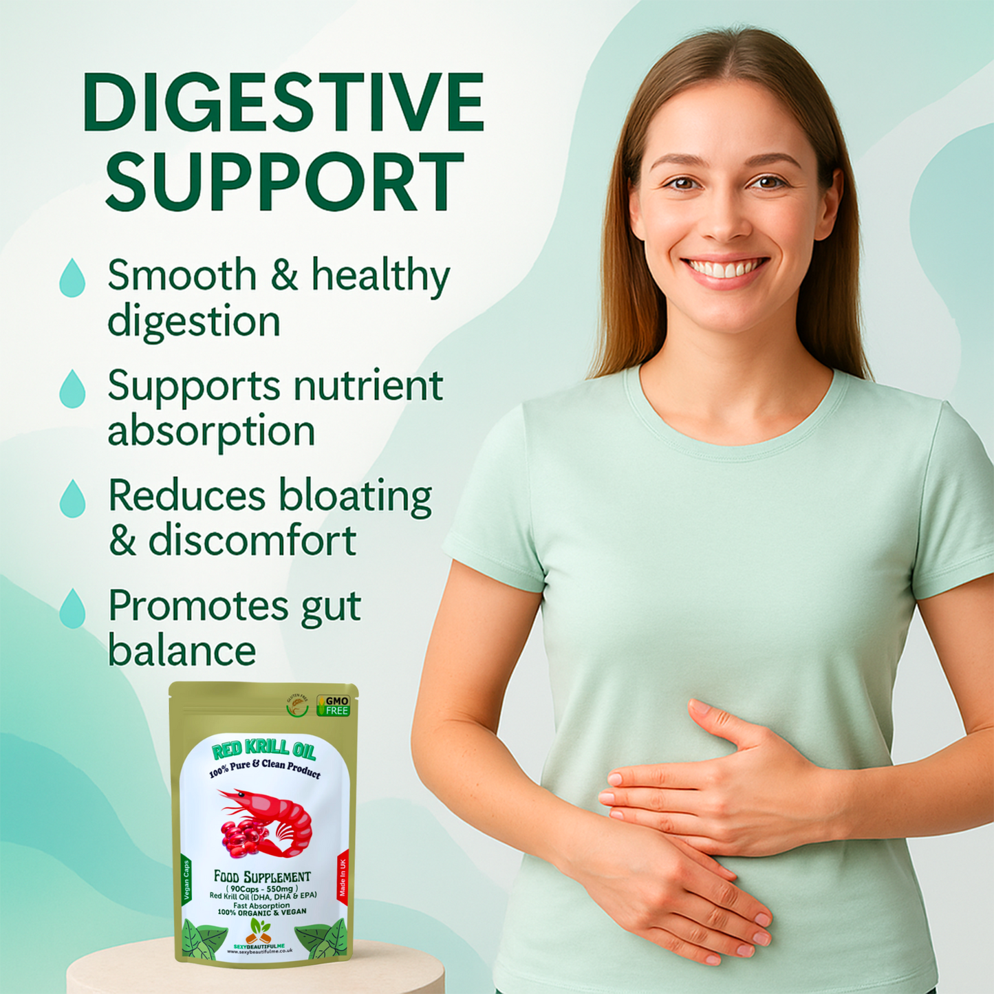 Red Krill Oil Capsule 550mg – Superba Antarctic Krill–DHA, EPA & Omega-3 Support