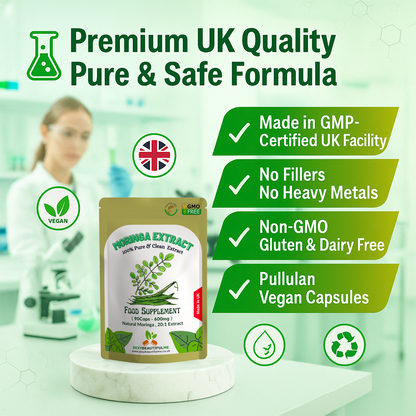 Natural Moringa Capsules 12000mg/Caps- 100% Natural & Strong, Vegan Capsule