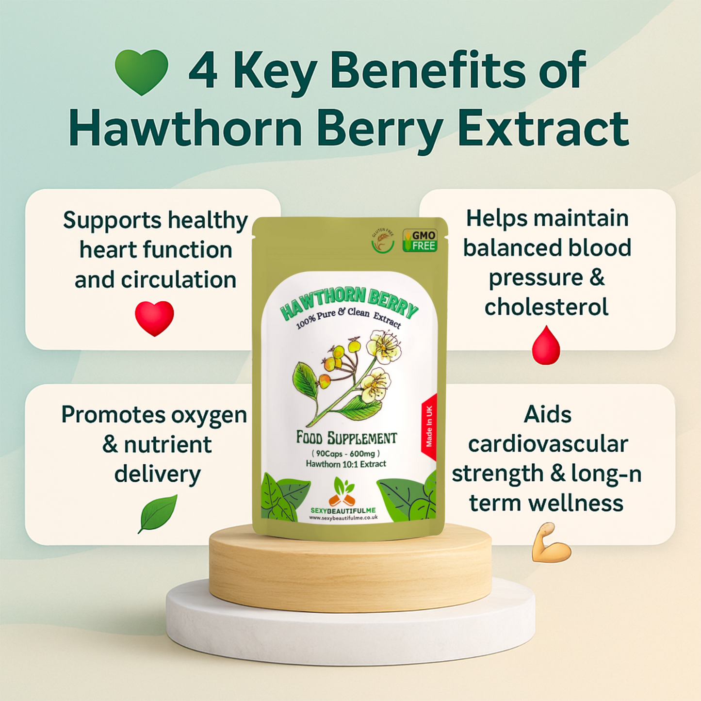 Hawthorn Berry Extract Capsules 6000mg-Veg Cap-Antioxidants, Cholesterol Support