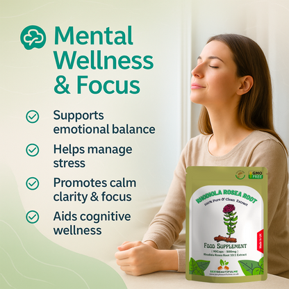 Rhodiola Rosea Capsules 5000mg– 9% Salidrosides (41mg) –Energy & Mental Health