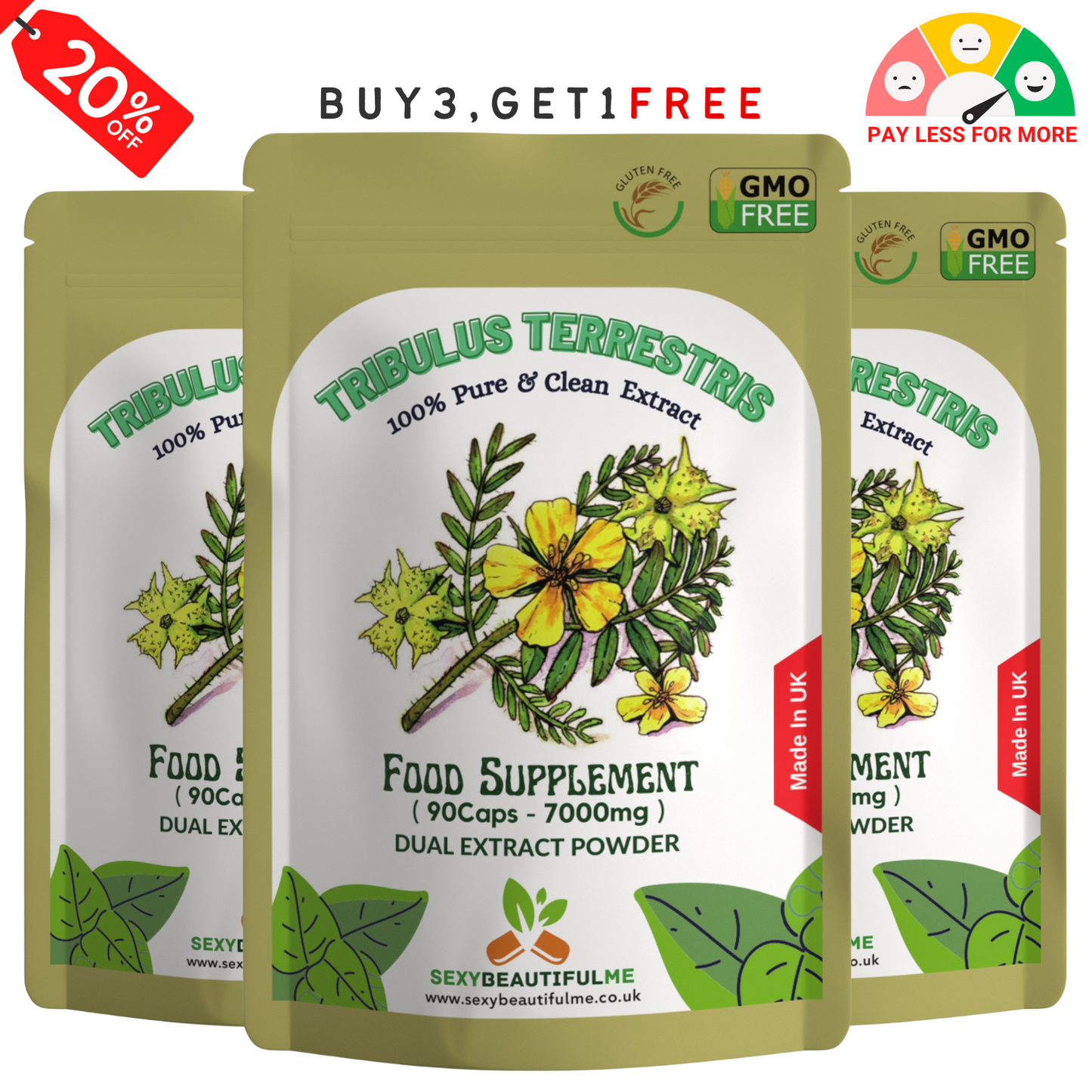 Tribulus Capsules 7000mg–Testosterone, Strength& Male Wellness–2:1 Extract-Vegan