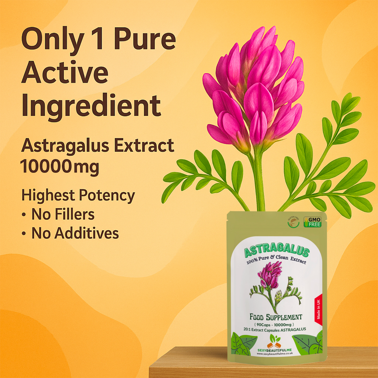 Astragalus Capsules 10,000mg – Immune Boost, Blood Sugar & Liver Support – Vegan