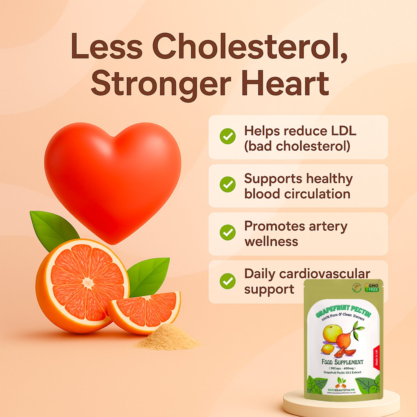 Grapefruit Pectin Fibre 4000mg Capsules Natural Digestive & Cholesterol Support