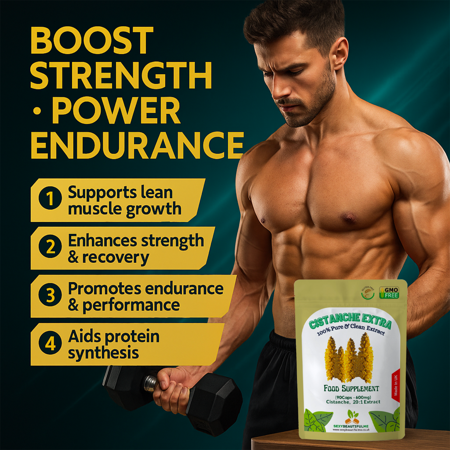 Cistanche Extract 12,000mg Capsules, Antioxidant, Brain Support, Muscle Growth