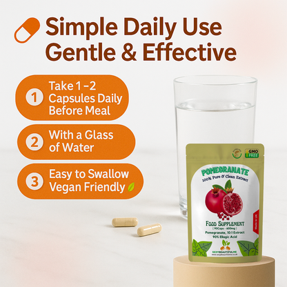 Pomegranate Seed Extract Capsule-6000mg 90% Ellagic Acid-100% Natural & Strong