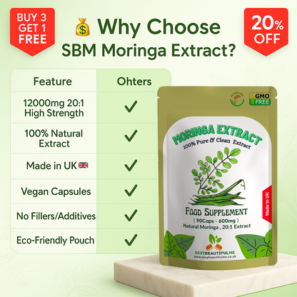 Natural Moringa Capsules 12000mg/Caps- 100% Natural & Strong, Vegan Capsule