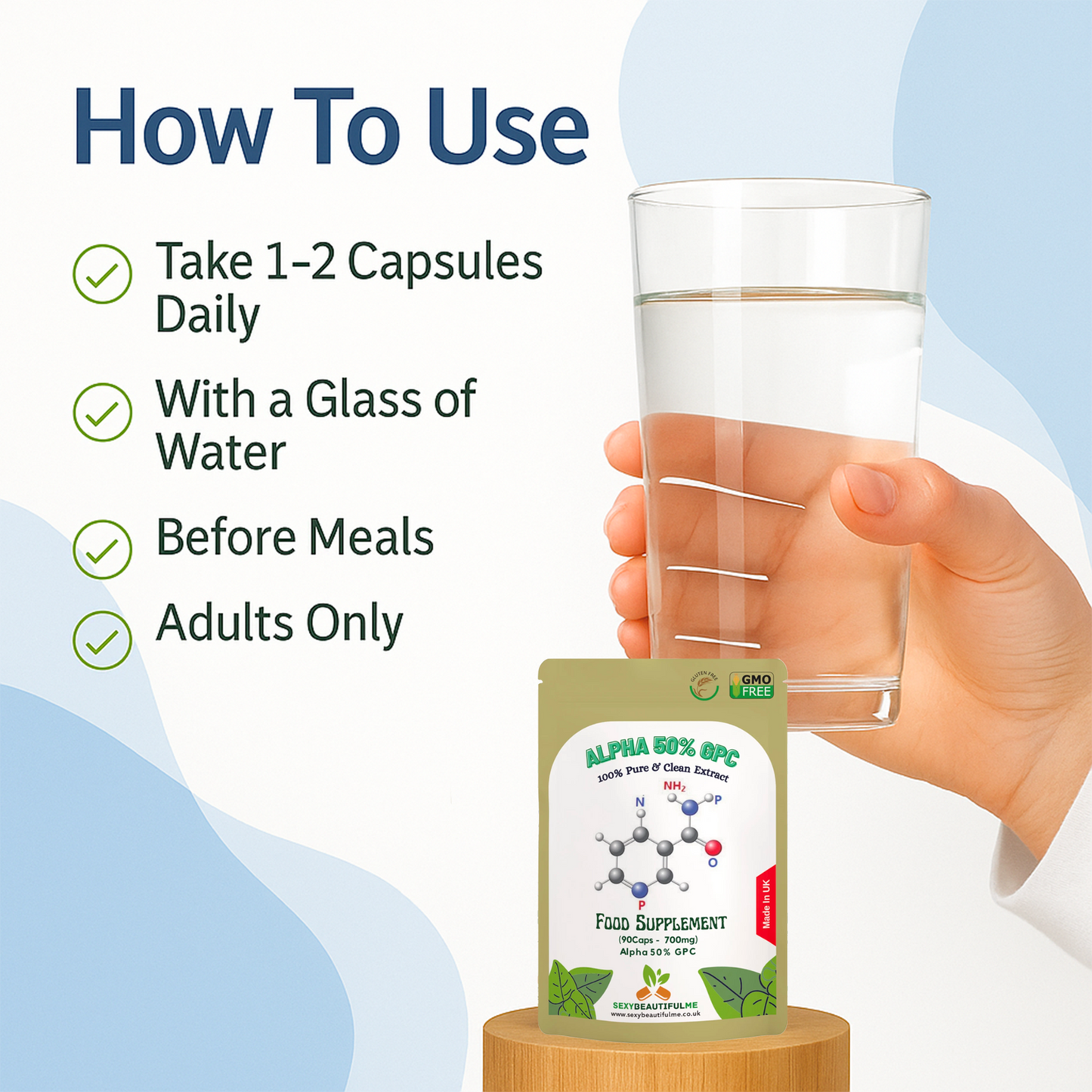 Alpha 50% GPC 700mg Capsules-Effective&Veg Caps -Cognitive & Athletes Support