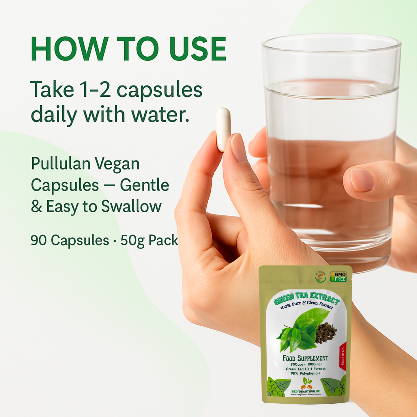 Green Tea Extract Capsules 10,000mg–Antioxidant, Metabolic & Wellness-100%Vegan