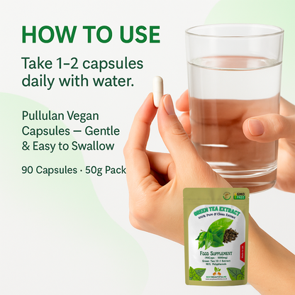 Green Tea Extract Capsules 10,000mg–Antioxidant, Metabolic & Wellness-100%Vegan