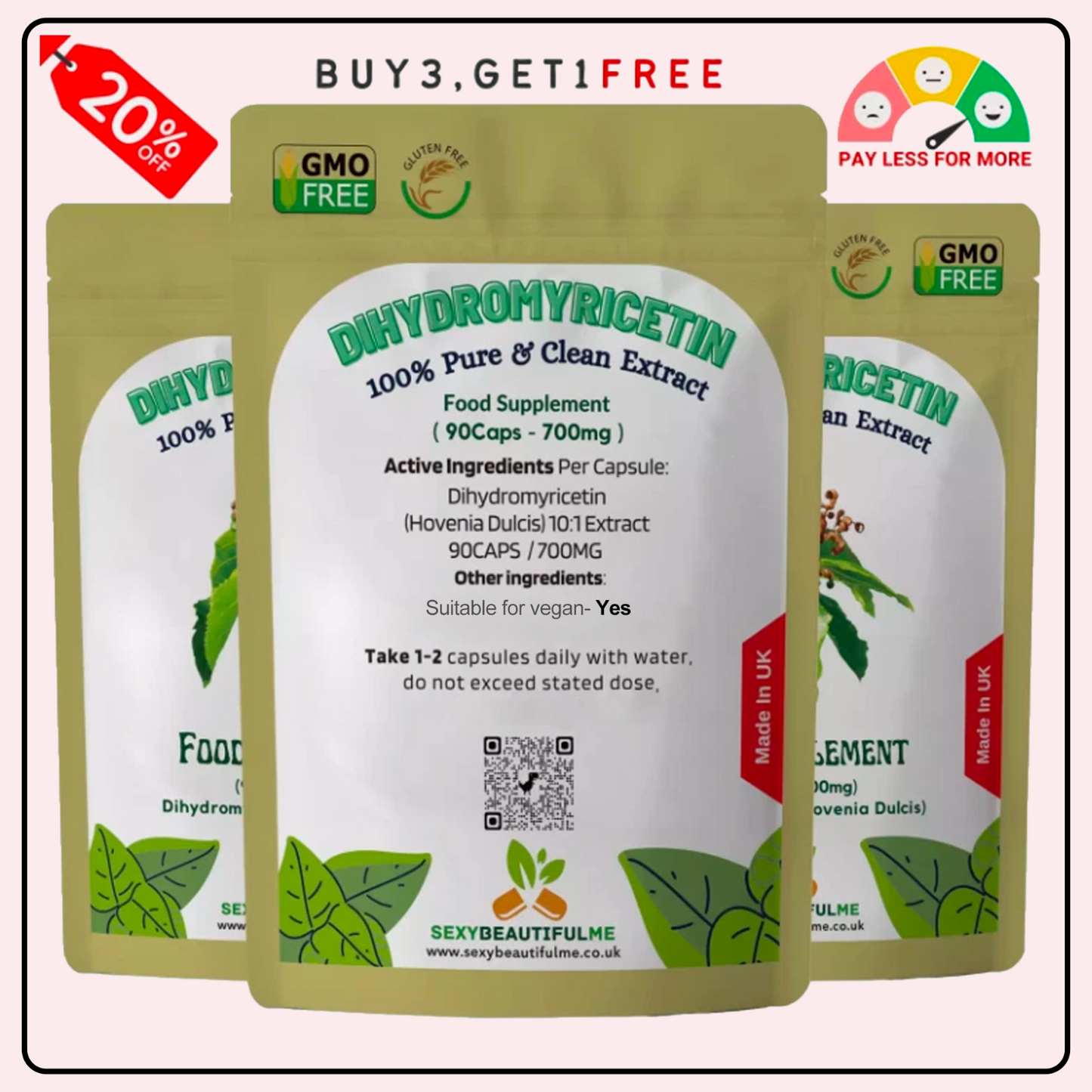 Dihydromyricetin (DHM) 7000mg Capsules -(Pure Hovenia Dulcis)-Hangover Support