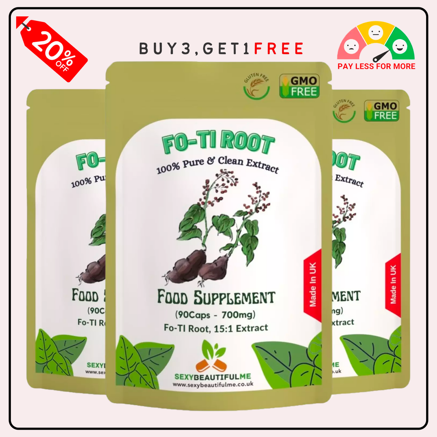 Natural Fo-Ti (He Shou Wu) Capsules 15:1 Extract – 10,500mg – Supports Hair Grow