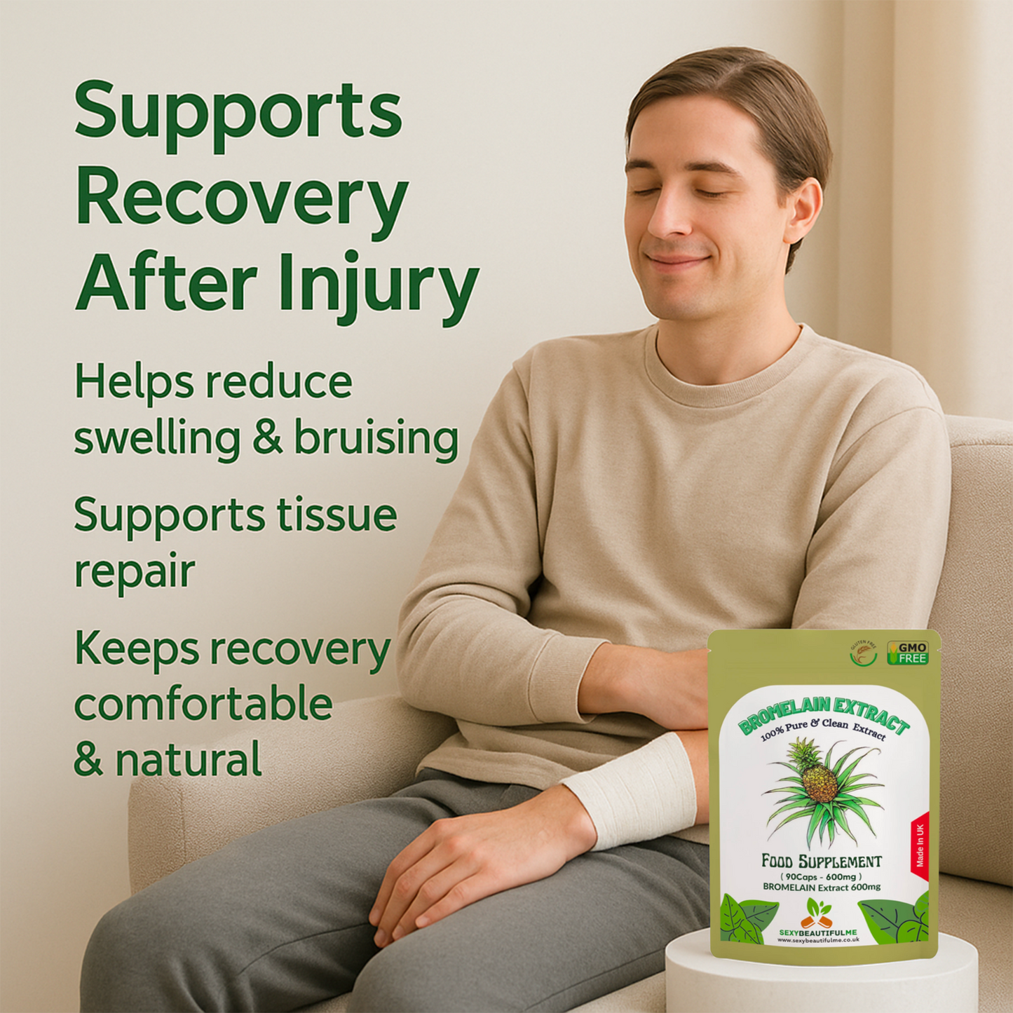 Bromelain 600mg | Anti-Inflammatory | Pain Relief & Swelling Support | Capsules