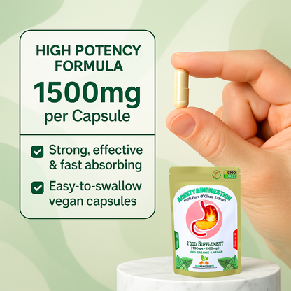 Acidity & Indigestion Complex Caps 1500mg–acidity &Reflux Relief – Vegan Product