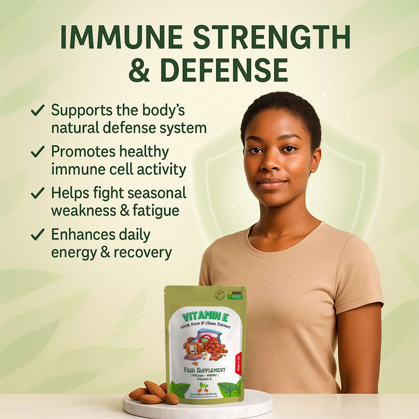 Vitamin E 400IU Capsules–High Strength Antioxidant–Skin, Hair & Immune Support