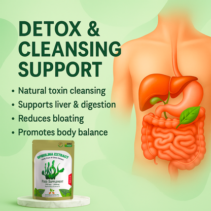 Spirulina Extract Capsules 600mg–Immune System & Detox Support–100%Natural Vegan