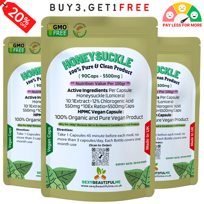 Lonicera Honeysuckle 5500mg–Anti-Inflammatory Capsules with 12% Chlorogenic Acid