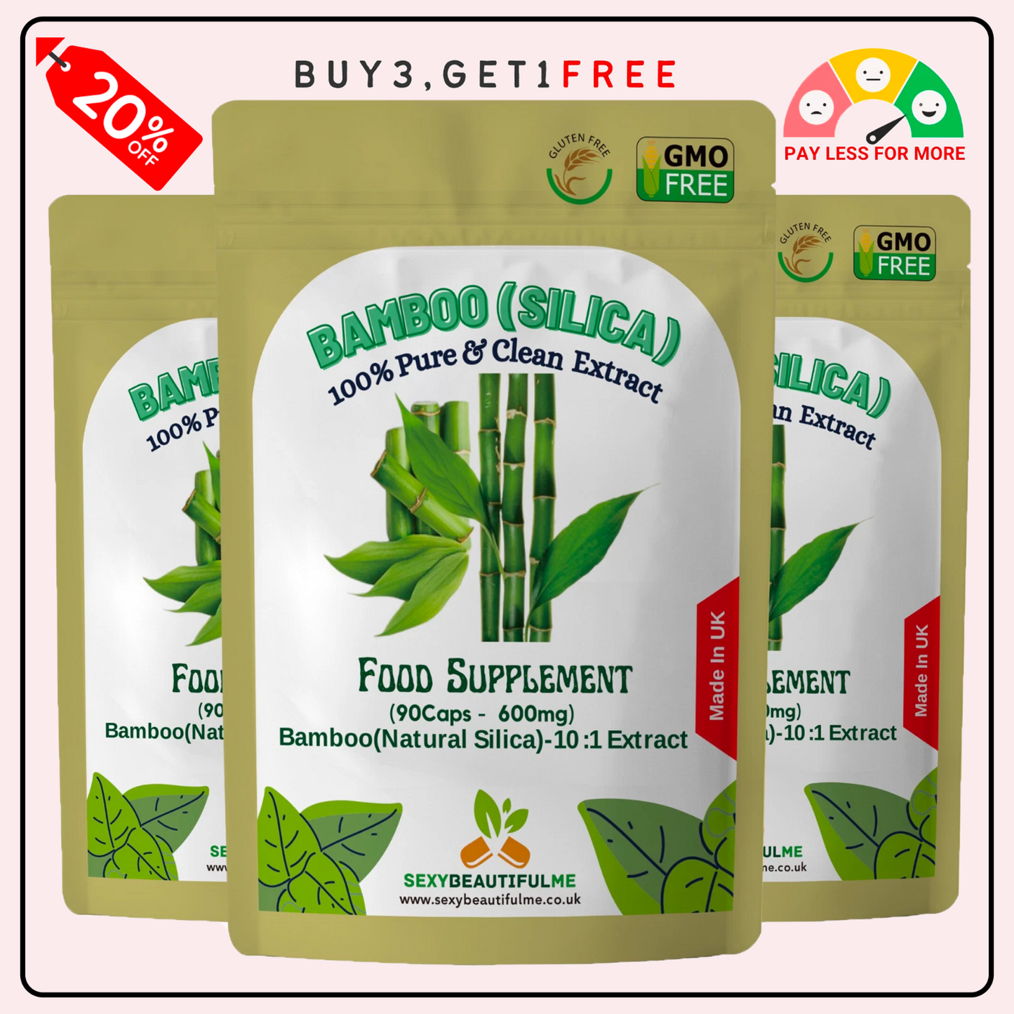 Natural Silica 6000mg Capsules-Natural Bamboo Extract- Hair, Nails, Skin Health