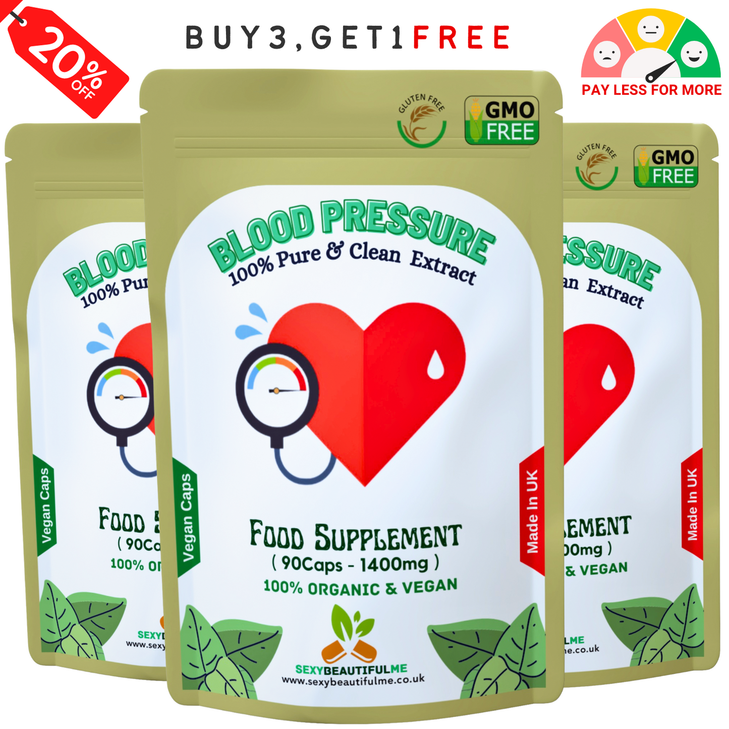 Healthy Blood Pressure Caps 1400mg-100%Vegan-Healthy Blood Pressure Support
