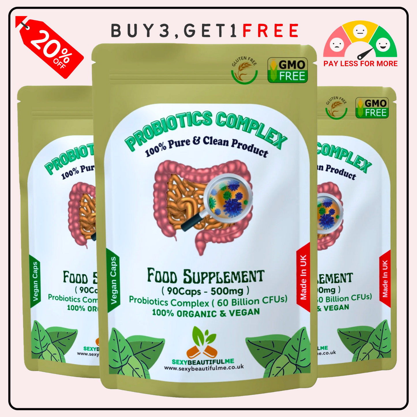 Probiotics Complex 60 Billion CFU–15 Live Bacteria Strains–Gut &Digestive Health