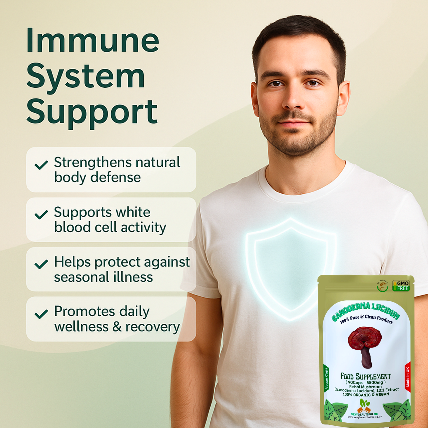Reishi Mushroom 5500mg Capsules (Ganoderma Lucidum) – Strong & Effective – Vegan