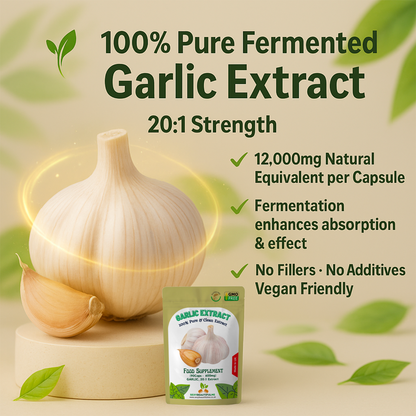 GARLIC Capsules 12,000mg-Super Strong Fermented Garlic Extract-Immune Support