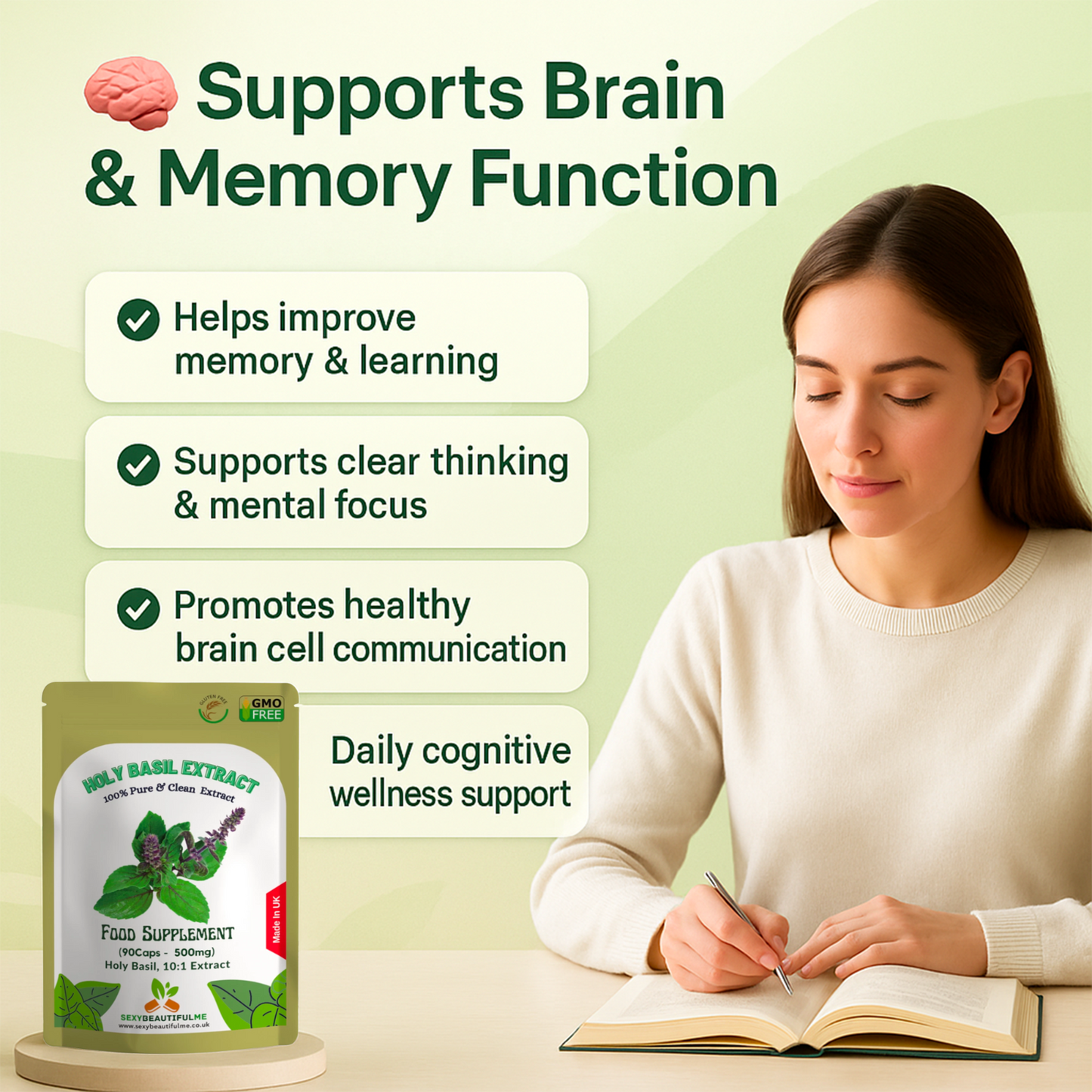 Holy Basil Capsules ( Tulsi ) 5000mg Veg Capsules 10% Ursolic Acid, Brain Health