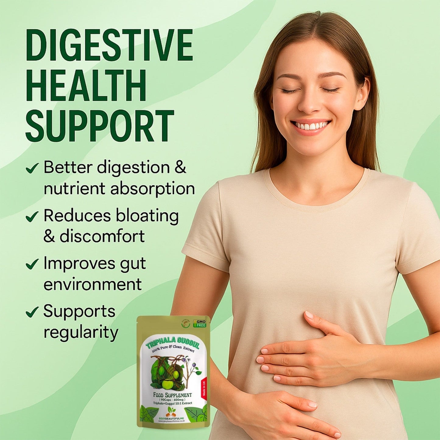 '' Triphala+Guggul '' 6000mg Capsule–Weight Control, Detox&Cholesterol-100%Vegan
