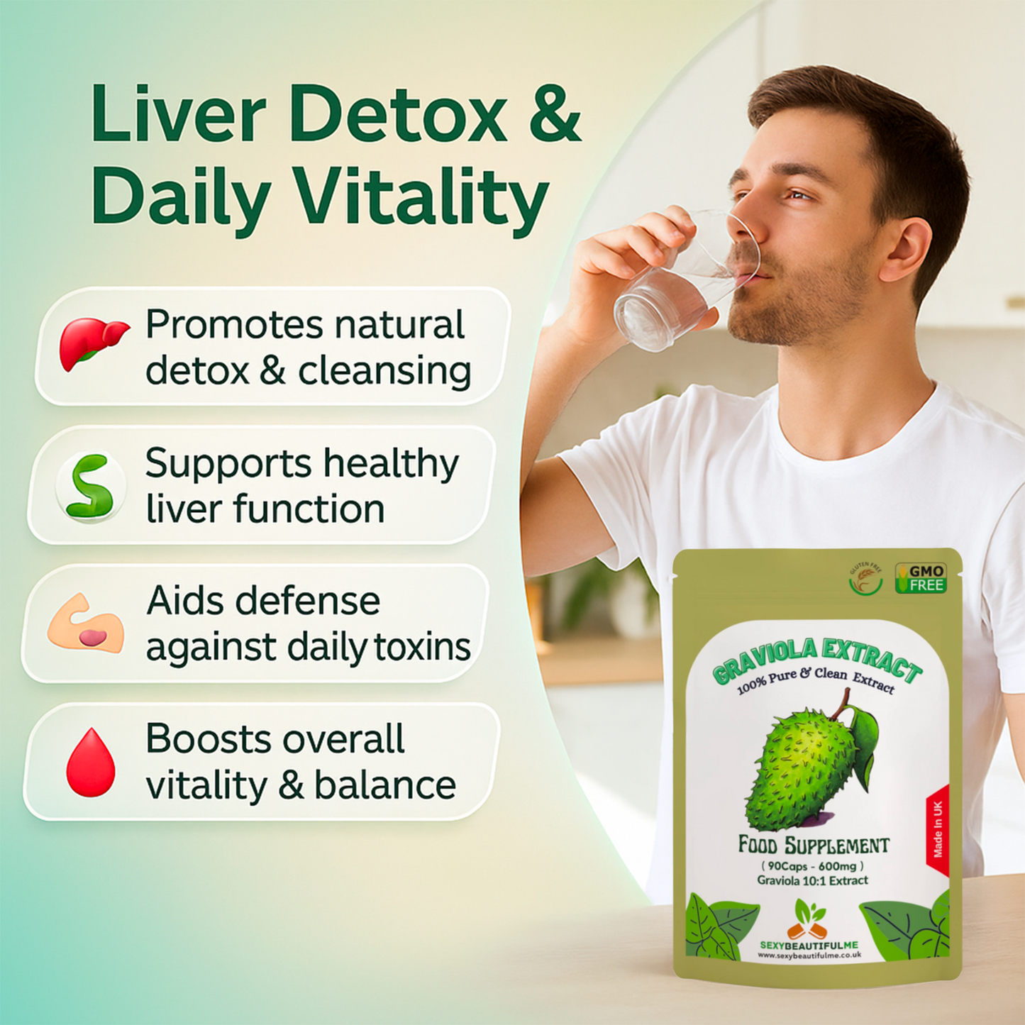 Graviola ( Soursop ) Fruit-6000mg Capsules, 10:1 Ex, Antioxidants, Liver Support