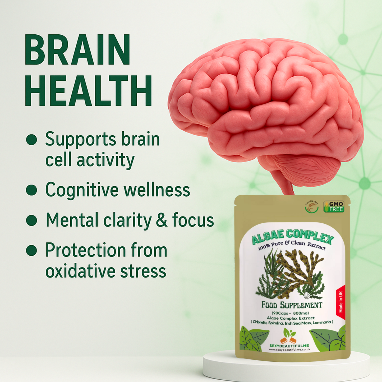 Algae Complex Capsules 800mg-(Quercetin &Bromelain)-Bodybuilding & Brain Support