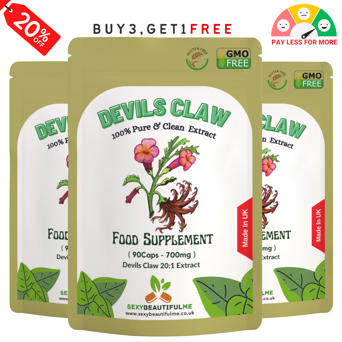 Devils Claw Capsules 14000mg Natural 700mg 20:1 Strong Effective Best Capsules