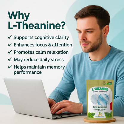 L-Theanine 600mg Capsules–Relaxation, Focus & Stress Support–Cognitive & Memory