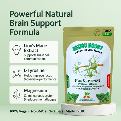 Neuro Boost Capsules 500mg–Lions Mane, L-Tyrosine &Magnesium– Cognitive & Brian