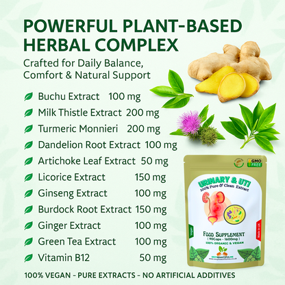 Urinary & UTI Complex 1600mg Capsule | Relief Support | 100%Vegan-Bladder Health