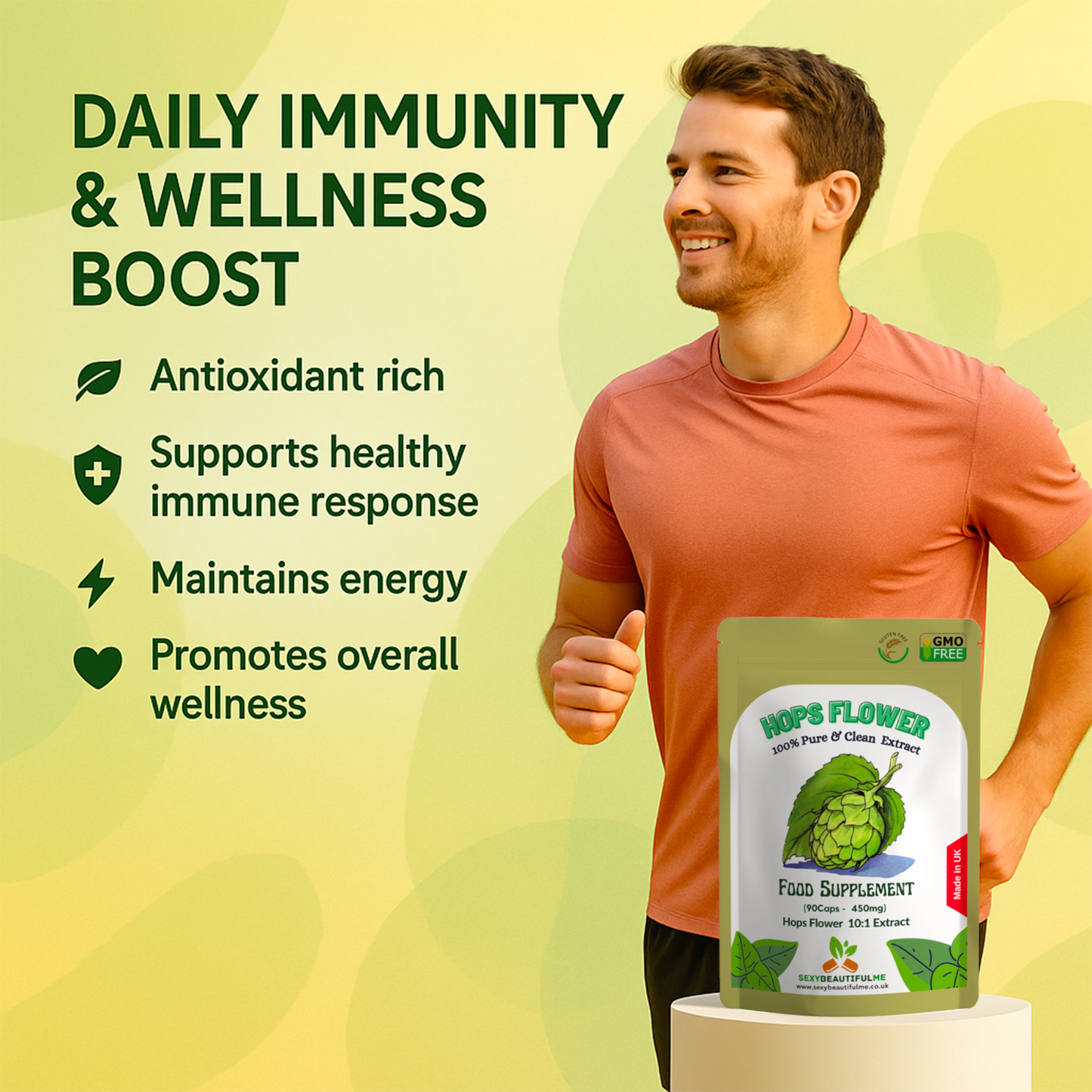 Hops Flower Extract Capsule 4500mg–Sleep Support, Mood Balance&Immunty-100%Vegan
