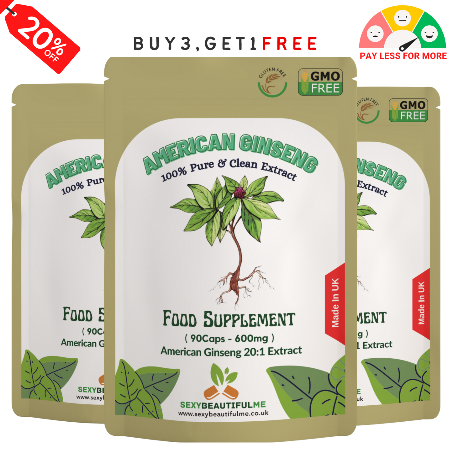 American Ginseng 12,000mg – High Strength Natural Veg Capsules, Best Value