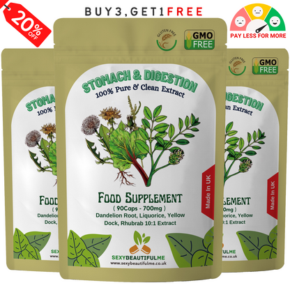 Gut &Digestive Support Capsules 7000mg–Dandelion, Licorice, Yellow Dock, Rhubarb