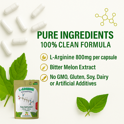 L-Arginine 800mg | Muscle &Workout Support | Natural Energy &Recovery | Veg Caps