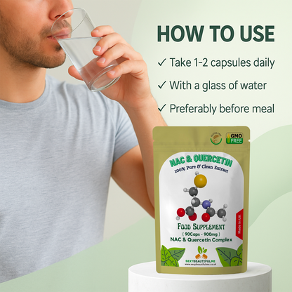 NAC Quercetin 900mg Capsules – Lung, Liver & Immune Health, Vitamin C 50mg