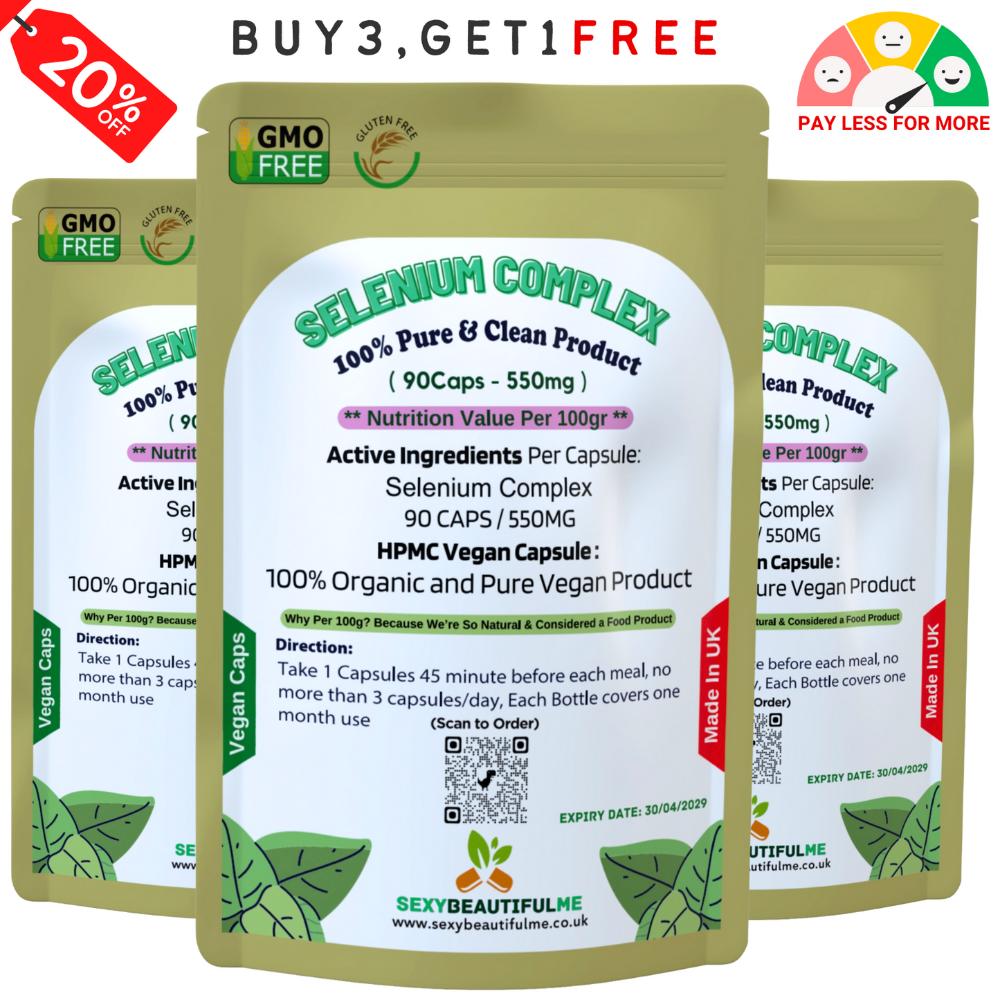 Selenium Complex 500mg – High Strength Antioxidant Vitamin – Hair, Skin & Immune