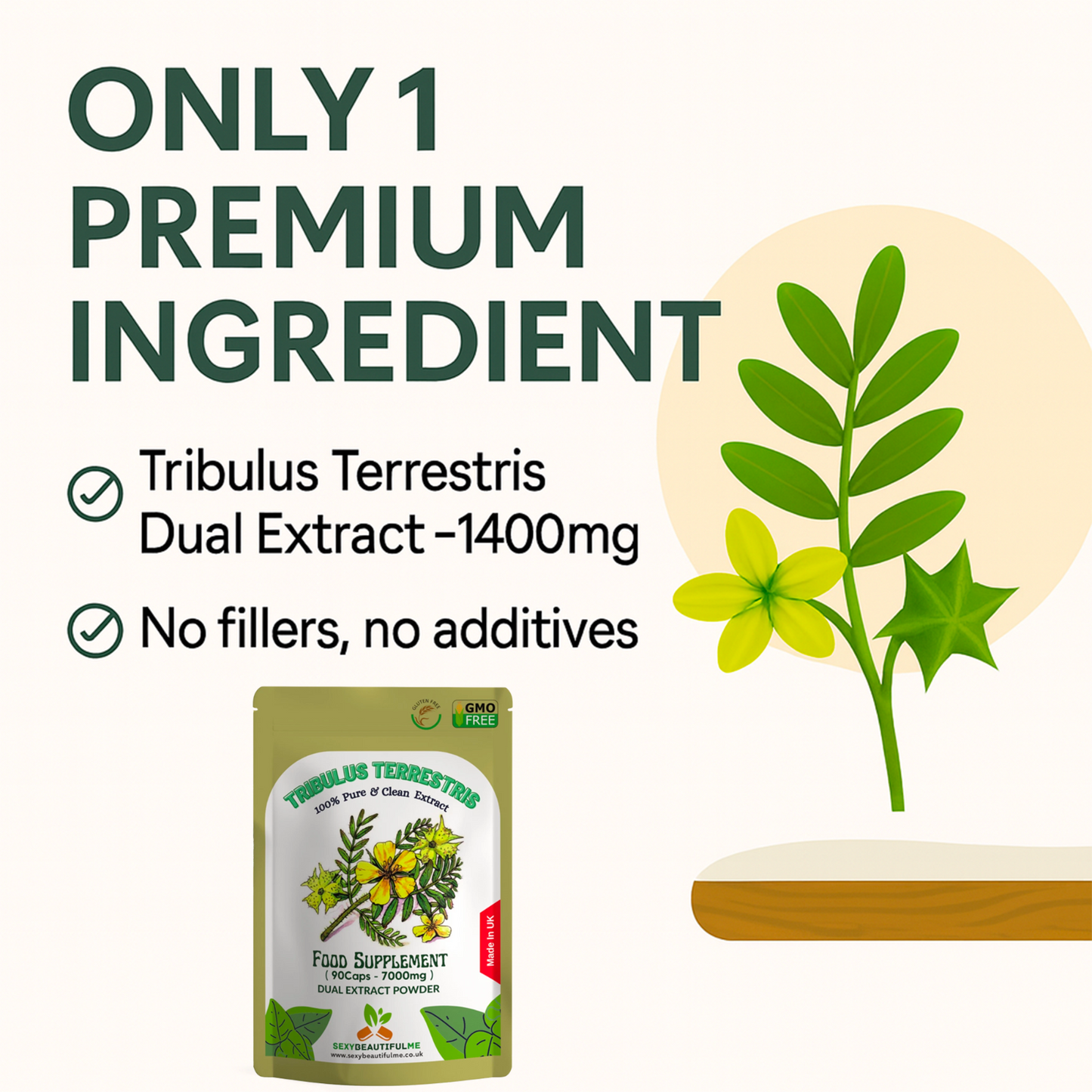 Tribulus Capsules 7000mg–Testosterone, Strength& Male Wellness–2:1 Extract-Vegan