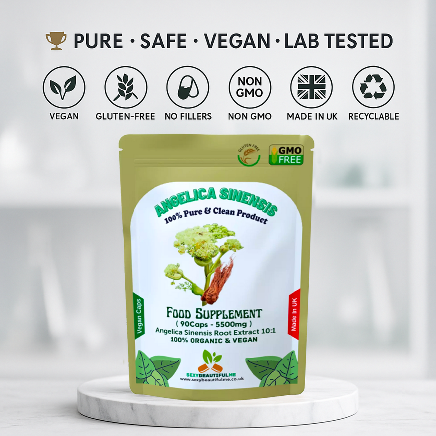 Angelica Sinensis 5500mg Capsule- Dong Quai - PMS Relief, Estrogen Balance-VEGAN