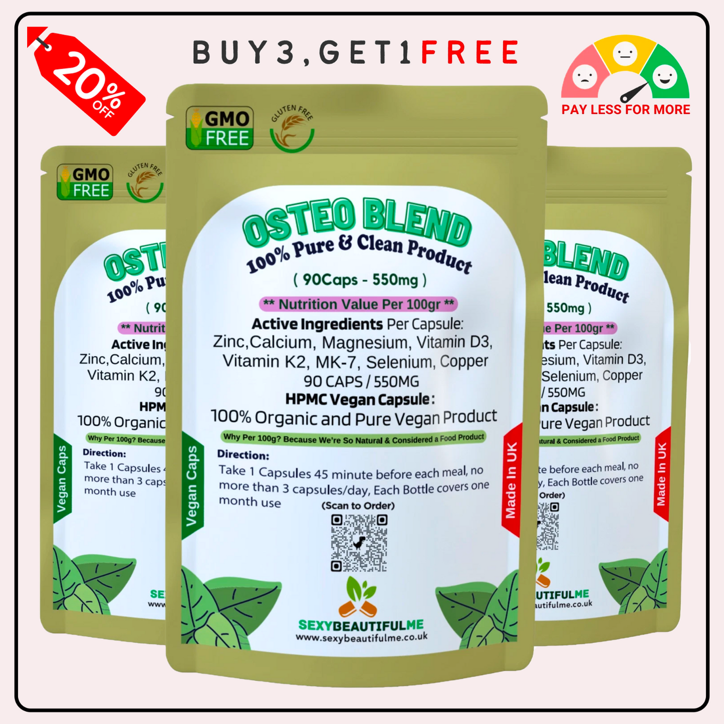 Osteo Blend Zinc+Calcium+Magnesium+Vitamin D3+vitamin K2+MK-7+Selenium+Copper
