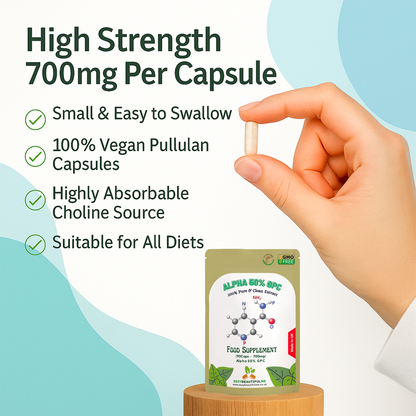 Alpha 50% GPC 700mg Capsules-Effective&Veg Caps -Cognitive & Athletes Support