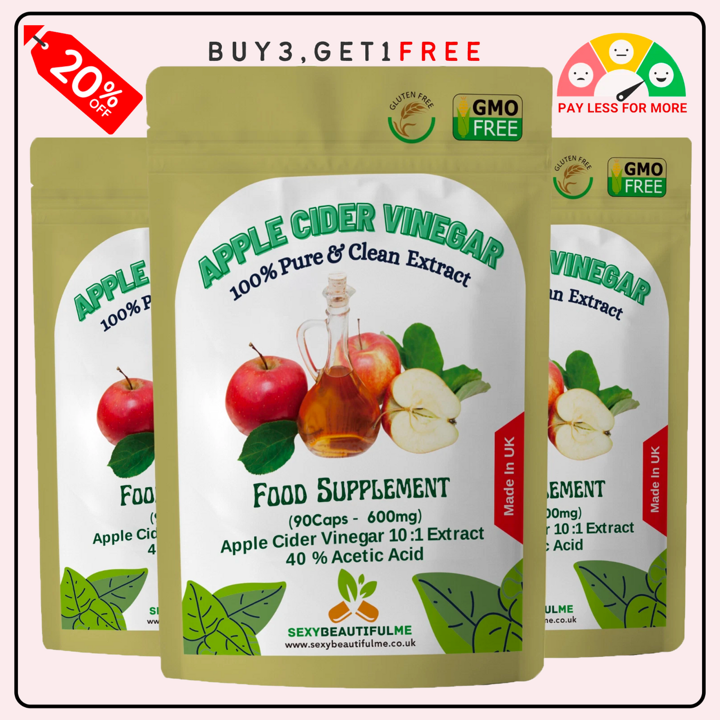 Apple Cider Vinegar 6000mg Capsules–High Strength Weight Loss & Fat Burner-Vegan