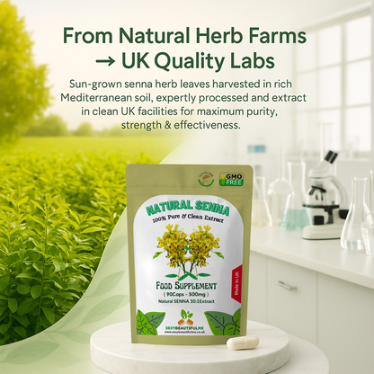 Organic Senna Leaf 500mg Capsules – Natural Digestive Support – Vegan Friendly