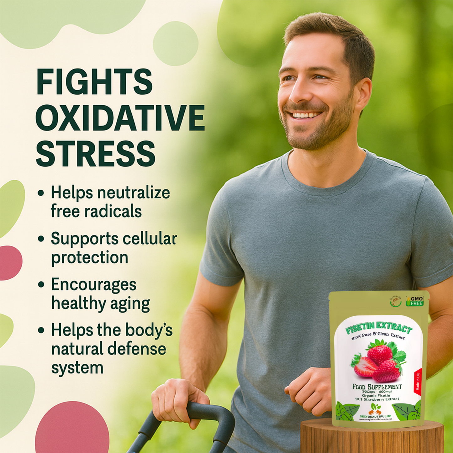 Fisetin Strawberry Extract Capsules 6000mg 10:1 extract–Strong & Effective Vegan