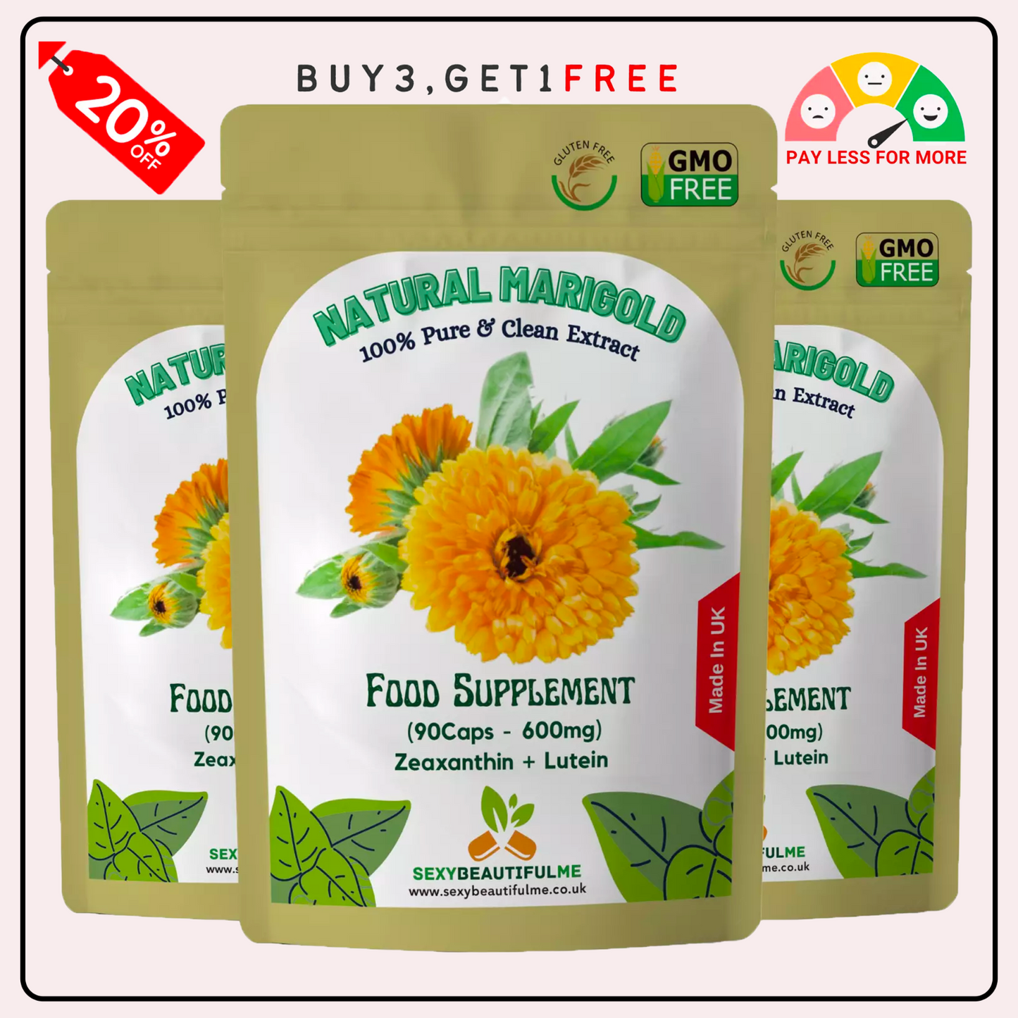 Lutein Capsules 600mg-Meso Zeaxanth 30mg-Marigold Extract-Eye& Vision Supplement