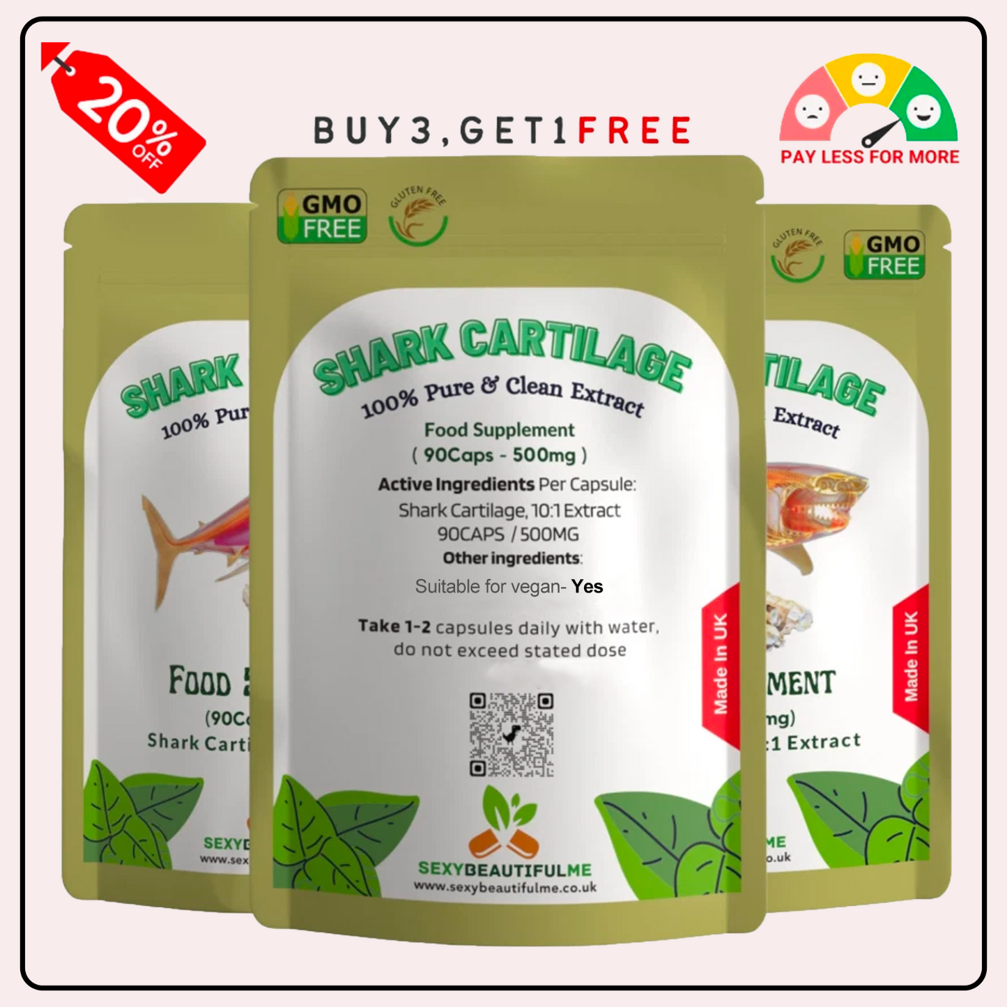 Shark Cartilage Capsules, 5000mg-Immunity, Anti-Inflammatory &Joint Health