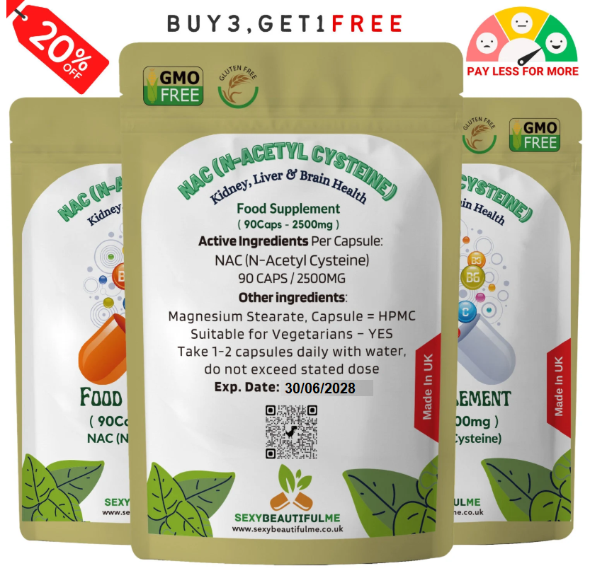 NAC (N-Acetyl-Cysteine) Capsules-2500mg-Liver & Lung Support , Brain Health